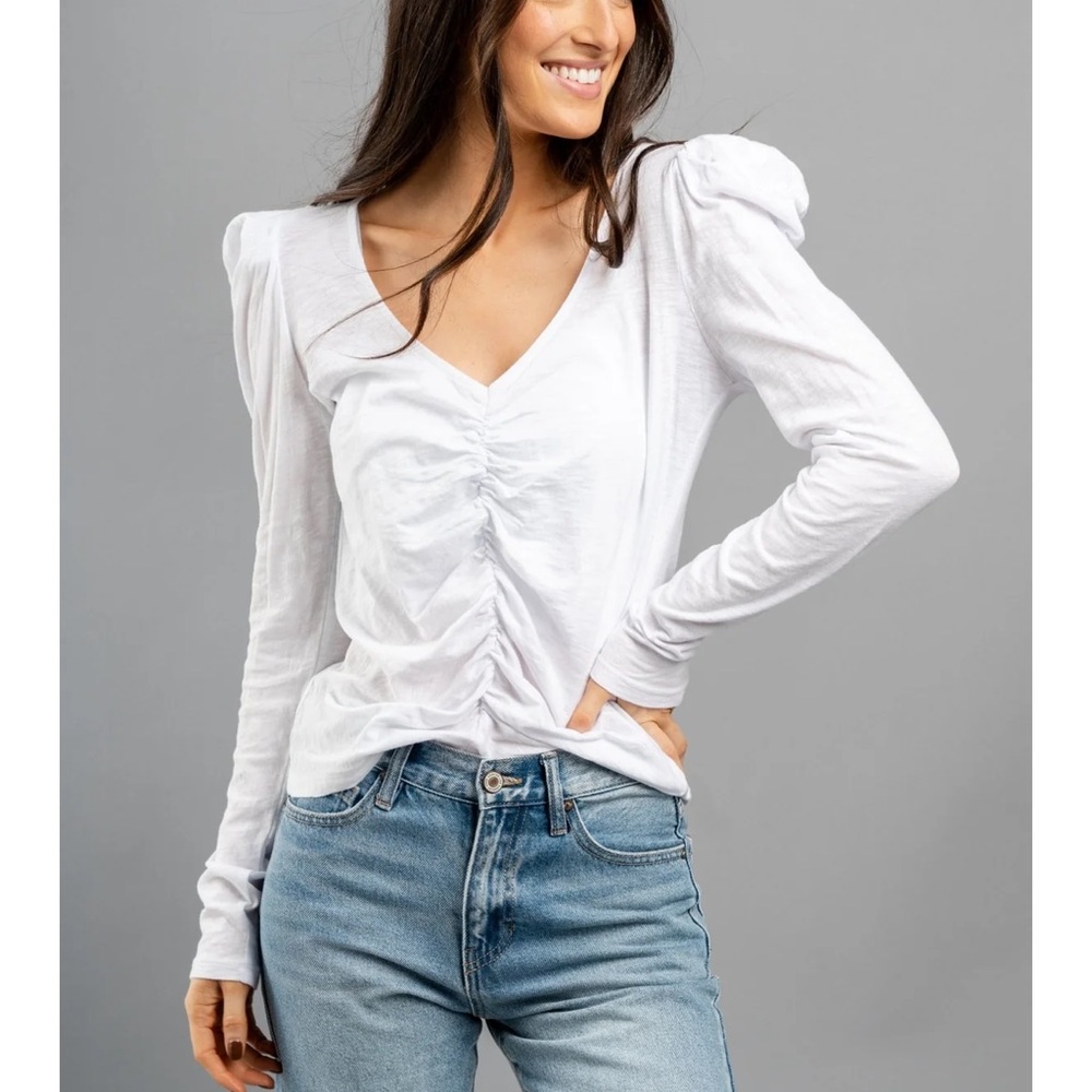 Z Supply White Ruched Anya Slub Top - Picture 2 of 4